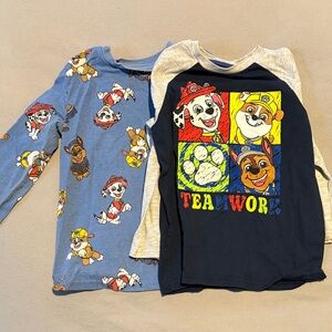 Paw Patrol Kids Long Sleeve Tees - Blue and Navy with Character Prints